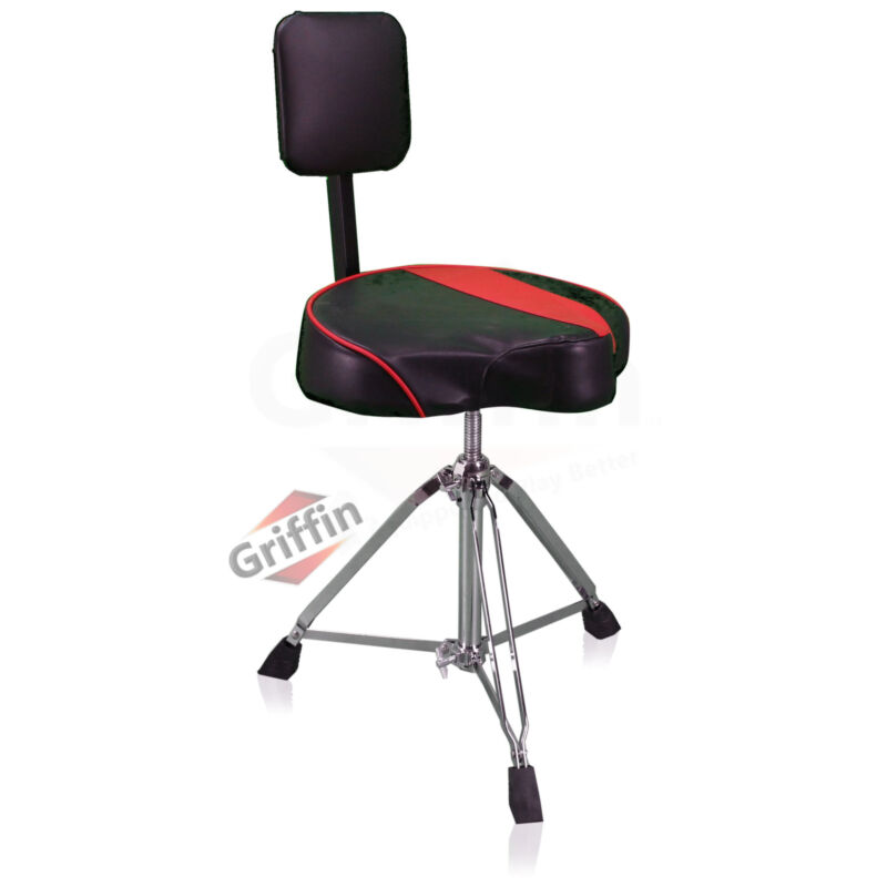 Saddle Drum Throne Backrest Support - Biker Seat Padded Music Guitar Stool Chair