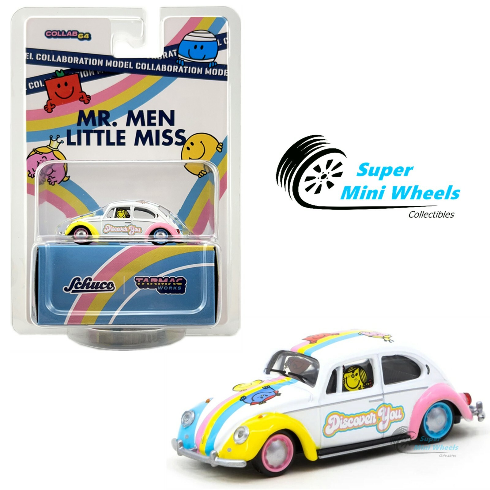 Schuco x Tarmac Works 1:64 Volkswagen Beetle Mr. Men