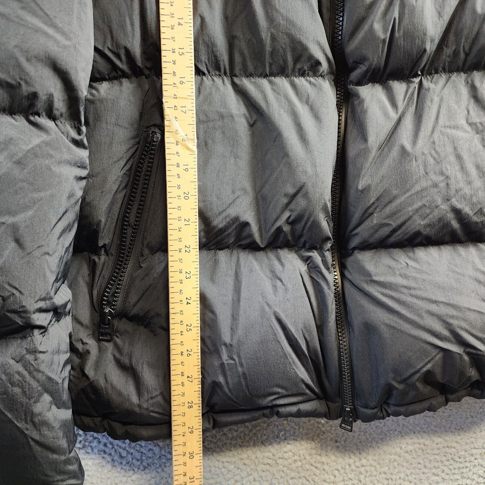 HUGO Bironto Hooded Water Repellent Down Puffer Jacket Men's XXL Black Full Zip - Picture 7 of 21