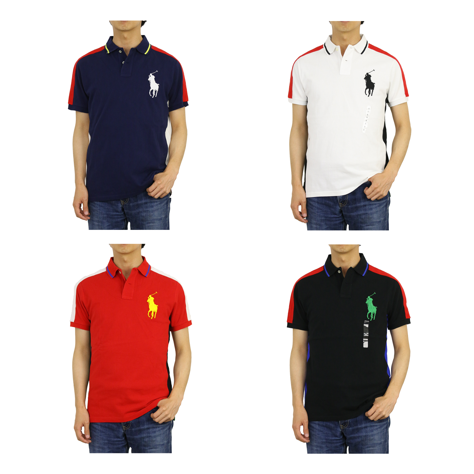 

Polo Ralph Lauren Big Pony Рубашка-поло приталенного кроя со вставками на заказ — 4 цвета —