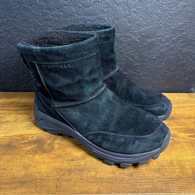 Merrell Encore Tall J005352 Black Suede Faux Fur Winter Boots Womens Size 9.5