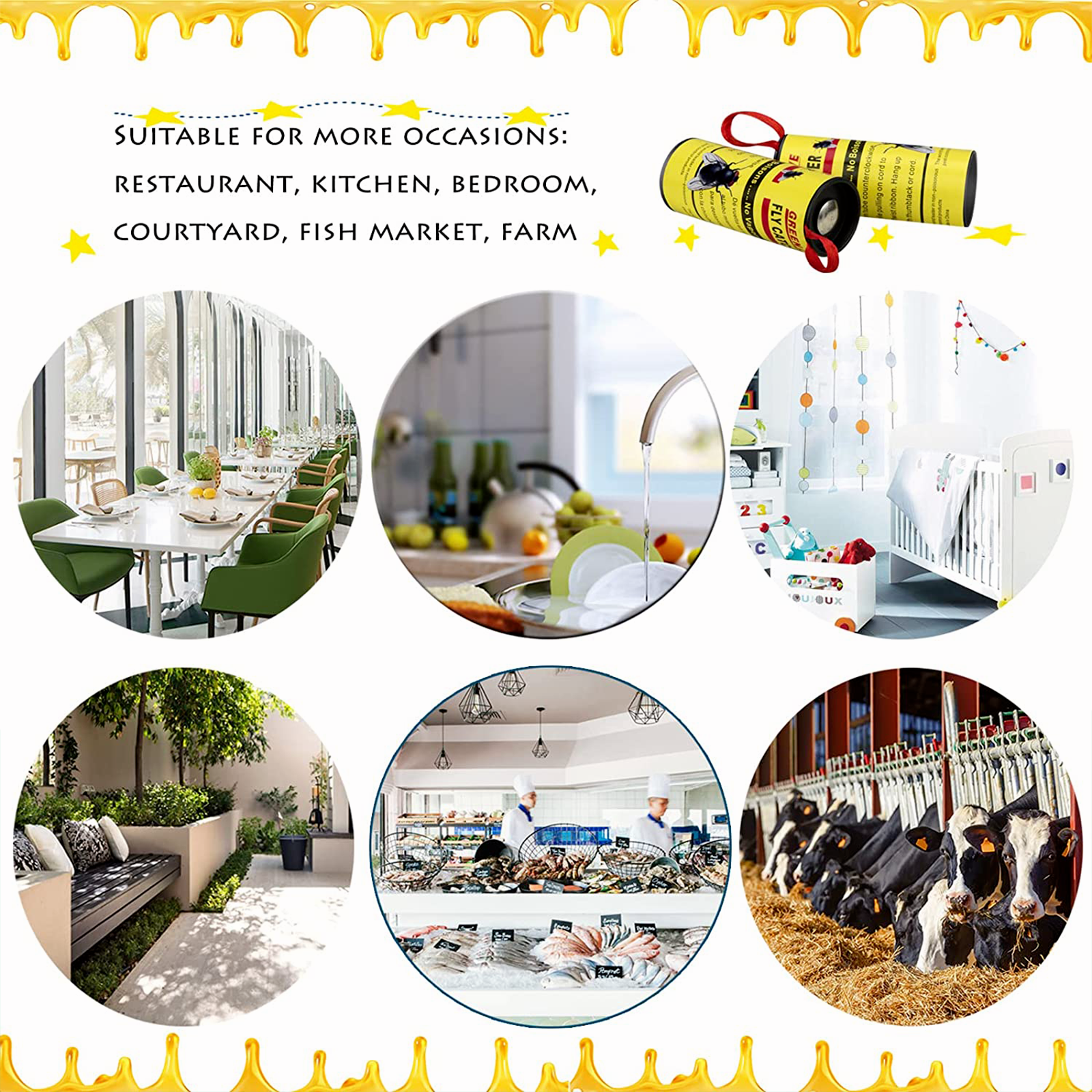 16 Rolls Fly Sticky Trap Paper Insect Bug Catcher Strip Fly Sticker Non Toxic