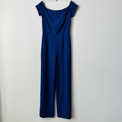 Trina Turk Damen Windsor Off Shoulder Blue Overall Jumpsuit Sz 0 B-R