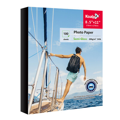 Koala Premium Semi-gloss Photo Paper 8.5x11 Water-resistant for Inkjet HP Epson