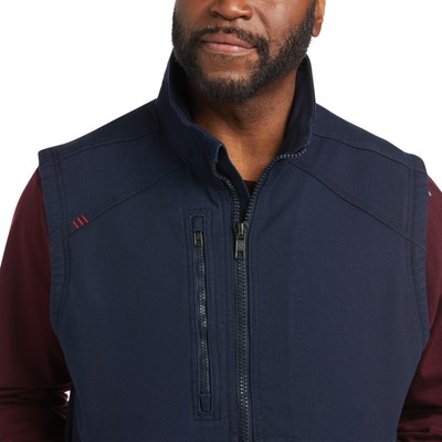 Pre-owned Ariat ® Men's Fr Duralight Navy Stretch Canvas Vest 10037641 In Blue