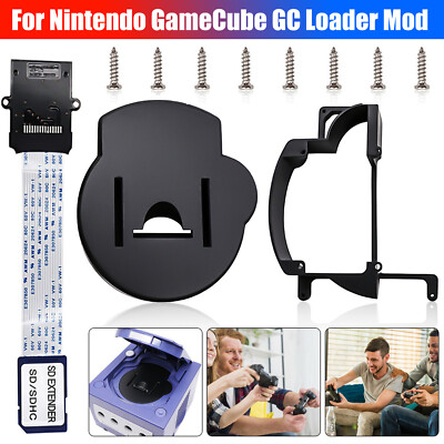 3D Printed Tray Mount w/ SD Extension Cable for Nintendo GameCube GC Loader Mod