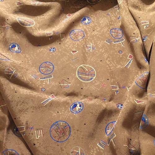 Vintage MID-CENTURY Retro Silk Fabric 3.9 Yards Kiosilk Brand