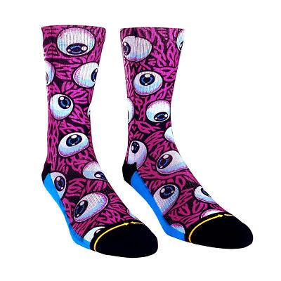 MERGE4 Jimbo Eye Pink Eyeball Compression Awesome Scary Graphics Fun Crew Socks