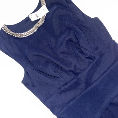 Connected Women's Embellished Tiered Sleeveless Navy Dress Size 8
