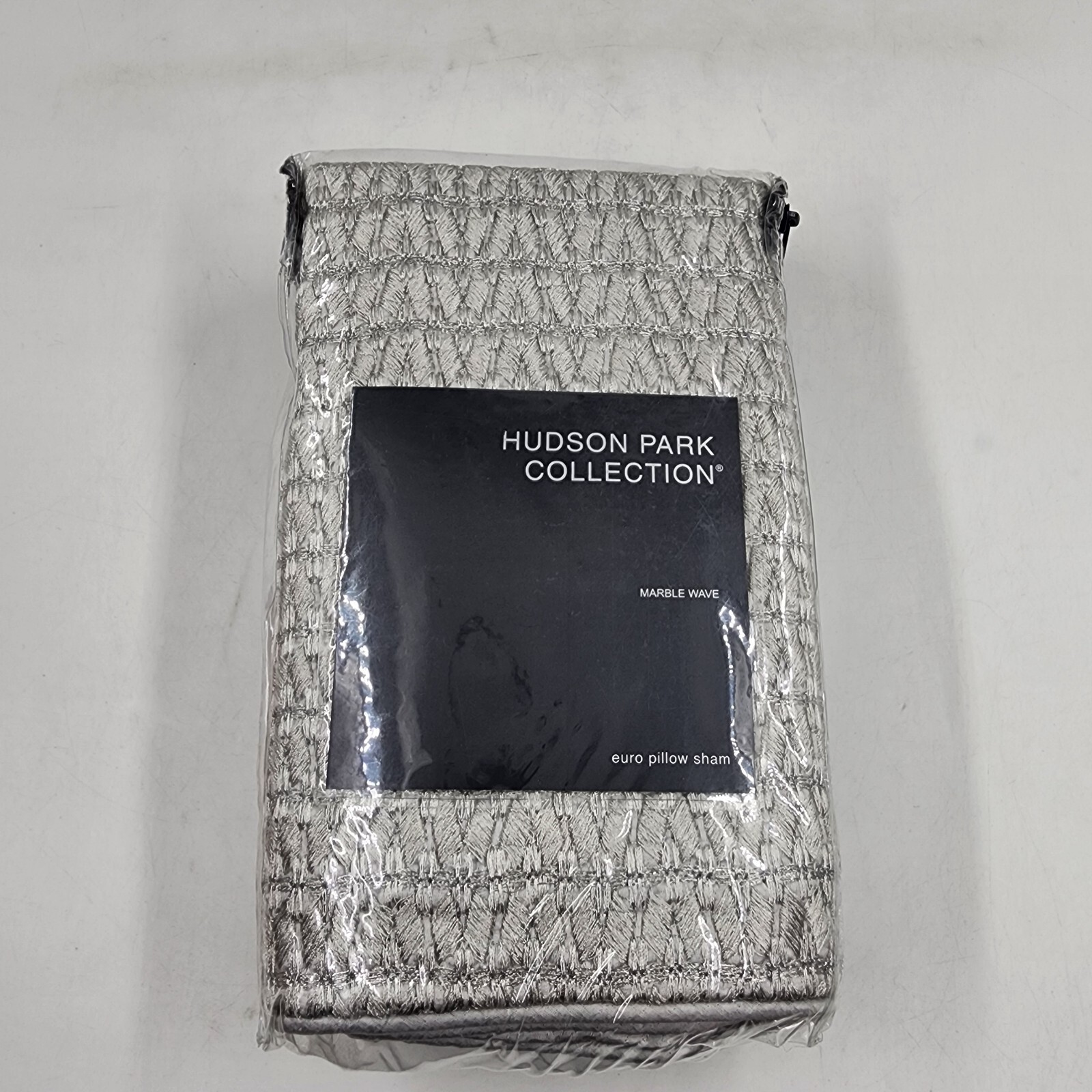 Hudson Park Collection Marble Wave Euro Pillow Sham 26 x 26in Silver Zip Closure - Picture 2 of 15