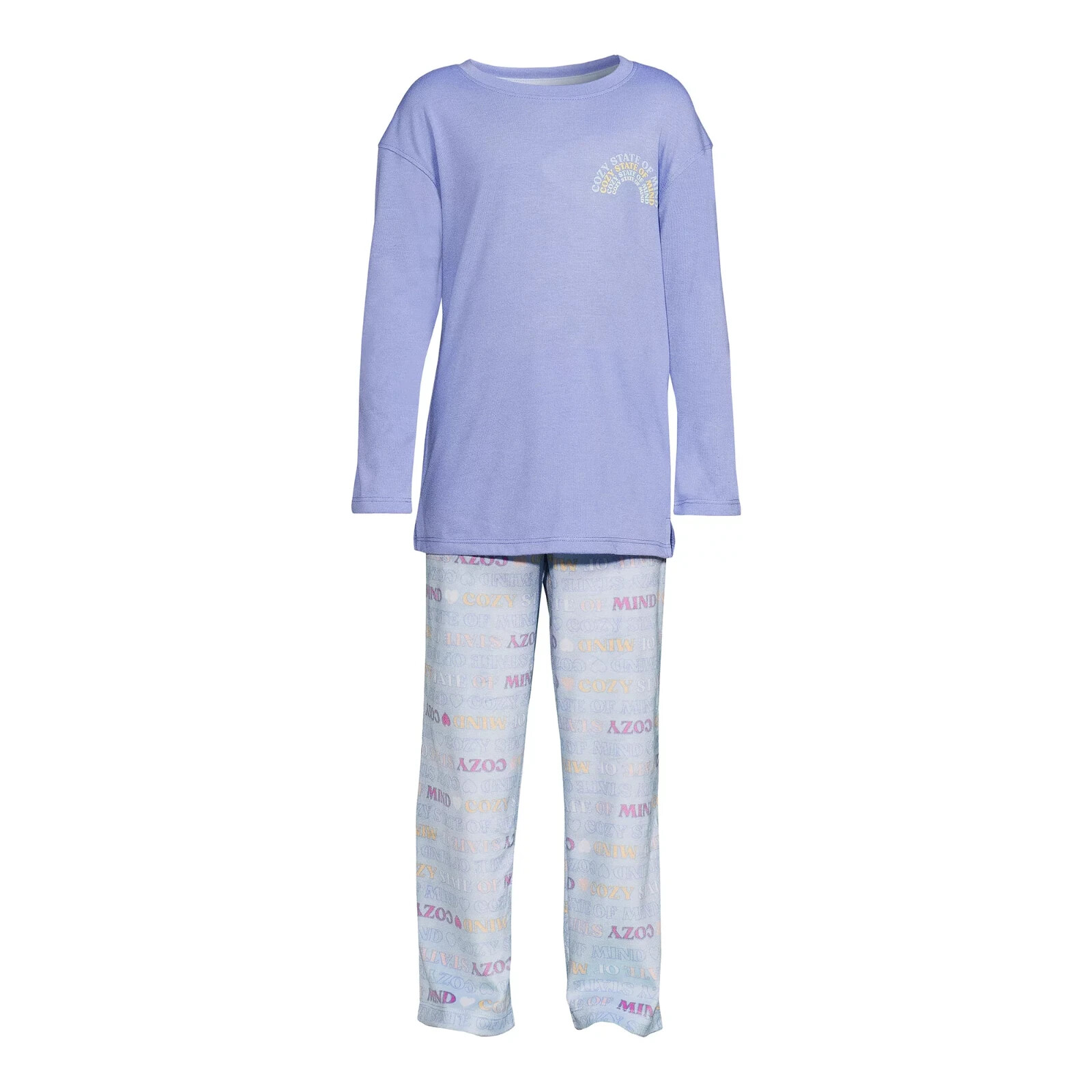Wonder Nation Girls LS Top And Joggers Pajama Set-Cool Peri