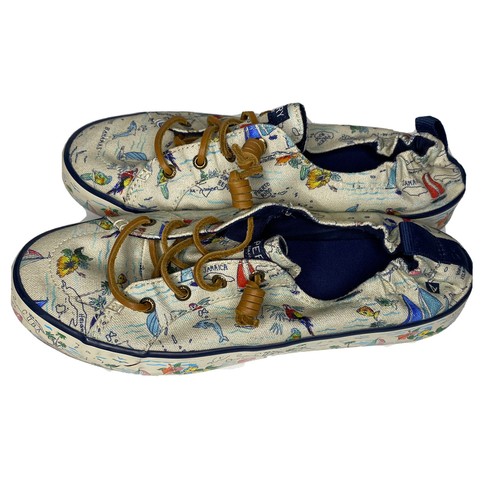 Sperry Womens Crest Ebb Map Caribbean Sneaker  Shoes US Size 9.5M