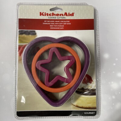 KITCHENAID Cookie Cutters - Heart Circle Star Shaped Baking Kitchen Aid