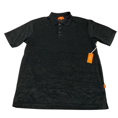 Negative Space Terry Polo Mens M Black Short Sleeve Casual