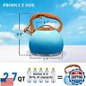GGC Tea Kettle for Stove Top, 3.1QT/3L Whistling Tea Kettles for Boiling Water Coffee or Milk, Gradient Blue Tea Pot with Wood Parttern Handle, Stainless Steel Tea Pots for Home and Kitchen