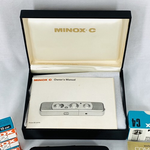 Minox C Subminiature Chrome Camera Case Film Manual Brochure Measuring Chain