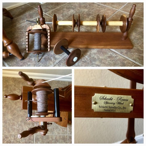 24” SCHACHT-REEVES Cherry Spinning Wheel with Bonus: WooLee Winder / Bobbins