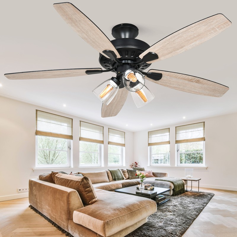 52'' Farmhouse Ceiling Fan Light with Remote Control Fan Lamp for Indoor Outdoor