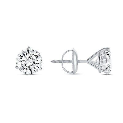 Pre-owned Shine Brite With A Diamond 4.50 Ct Round Cut Earrings Studs Solid Real 14k White Gold Screw Back Martini In White/colorless