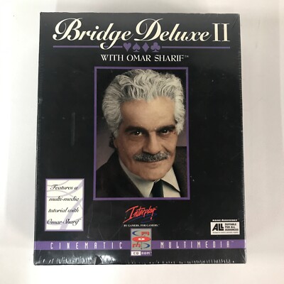 1996 Vintage Bridge Deluxe II 2 with Omar Sharif Big Box CD ROM PC Game New