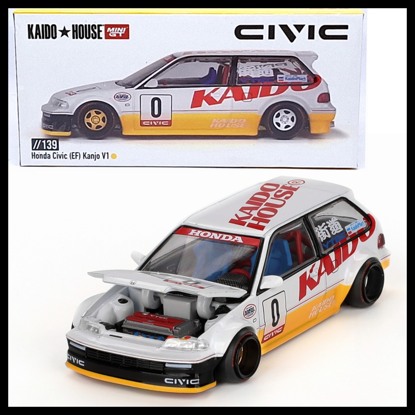 MINI GT x KAIDO HOUSE 139 Honda Civic ( EF ) Kanjo V1 1/64 MINI GT x KAIDO HOUSE 139 Honda Civic ( EF ) Kanjo V1 1/64