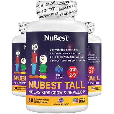 NuBest Tall Kids 60 Chewable Tablets, Helps Healthy Growth for Age 2-9 - Pack 3