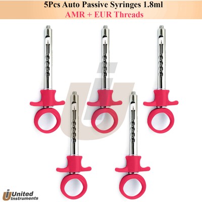 5Pcs Dental Cartridge Syringe 1.8ml Pink Anesthetic Self-Aspirating Syringes Lab