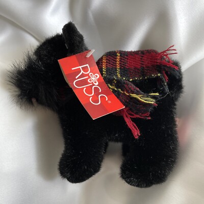 Russ Shadow Black Scottie Dog 5'' Plush Stuffed Animal Scarf New With Tags Rare