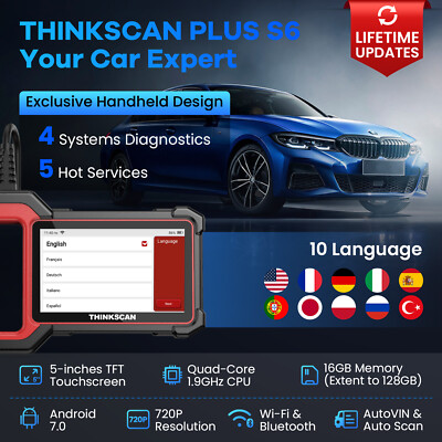 THINKSCAN PLUS S6 Automotive Diagnostic Tool Car OBD2 Scanner ABS SRS Engine TCM