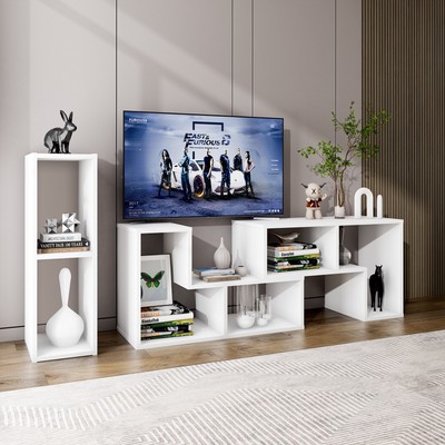 Modern Entertainment Center Storage Bookcase White