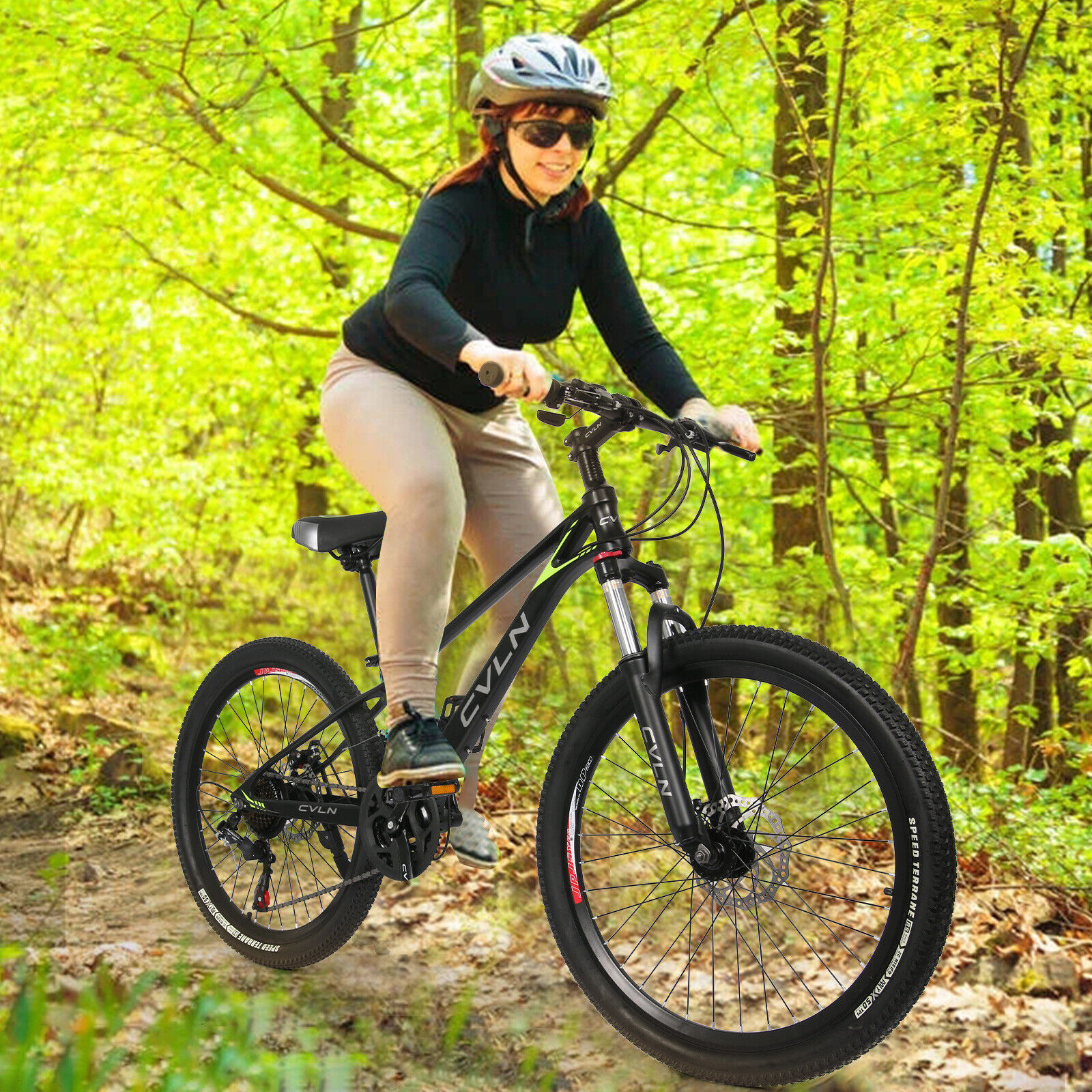 Mountain Bike 24-inch 21-Speed Alloy Frame,Whole Body Paint Medium Mountain Bike