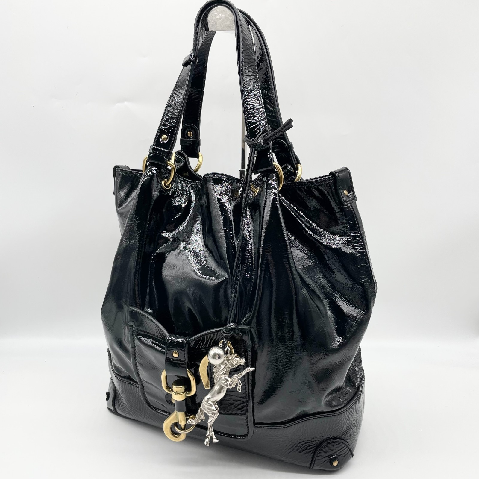 Chloe Kerala Tote Bag Black Patent Leather 01-08-51-5267 Y2K