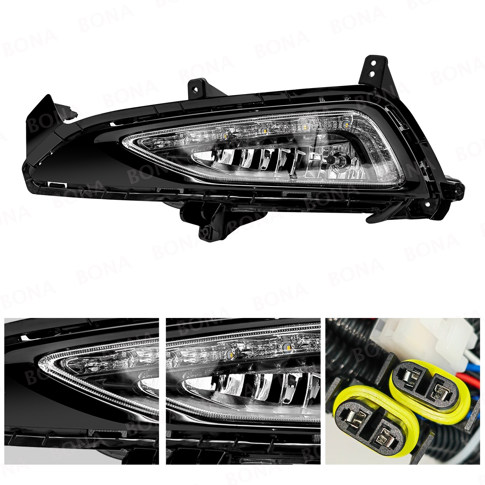 For 2016-2018 Hyundai Tucson LED Fog Lights Front Bumper Lamps with DRL