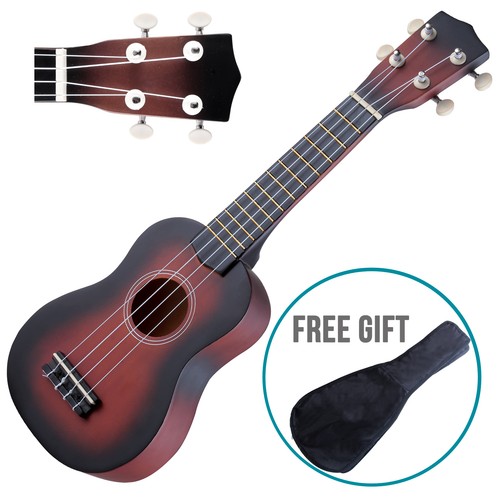 Wood Soprano Ukulele Guitar Sapele 12 Frets Instrument With Carry Bag