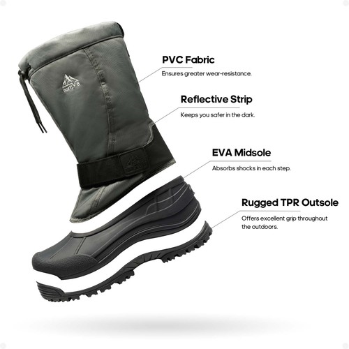 NORTIV 8 Men's Winter Snow Boots Waterproof Warm Thermolite Outdoor Hiking Boots