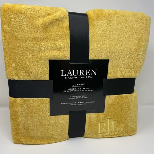 Lauren Ralph Lauren Micromink Plush FULL/QUEEN 90"X90" Blanket Mustard