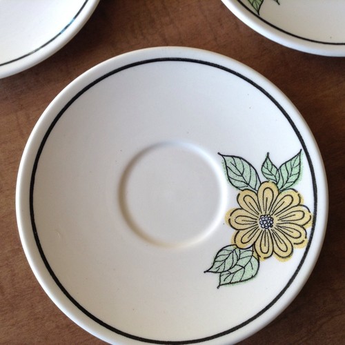 Vintage Set Of 3 Taylor Smith & Taylor Ironstone Saucers USA Flora Pattern