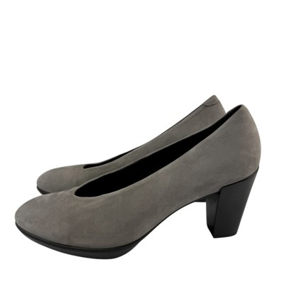 ECCO Womens 10 Gray Shape 55 Plateau Stack Heel Dress Shoes Nubuck Leather