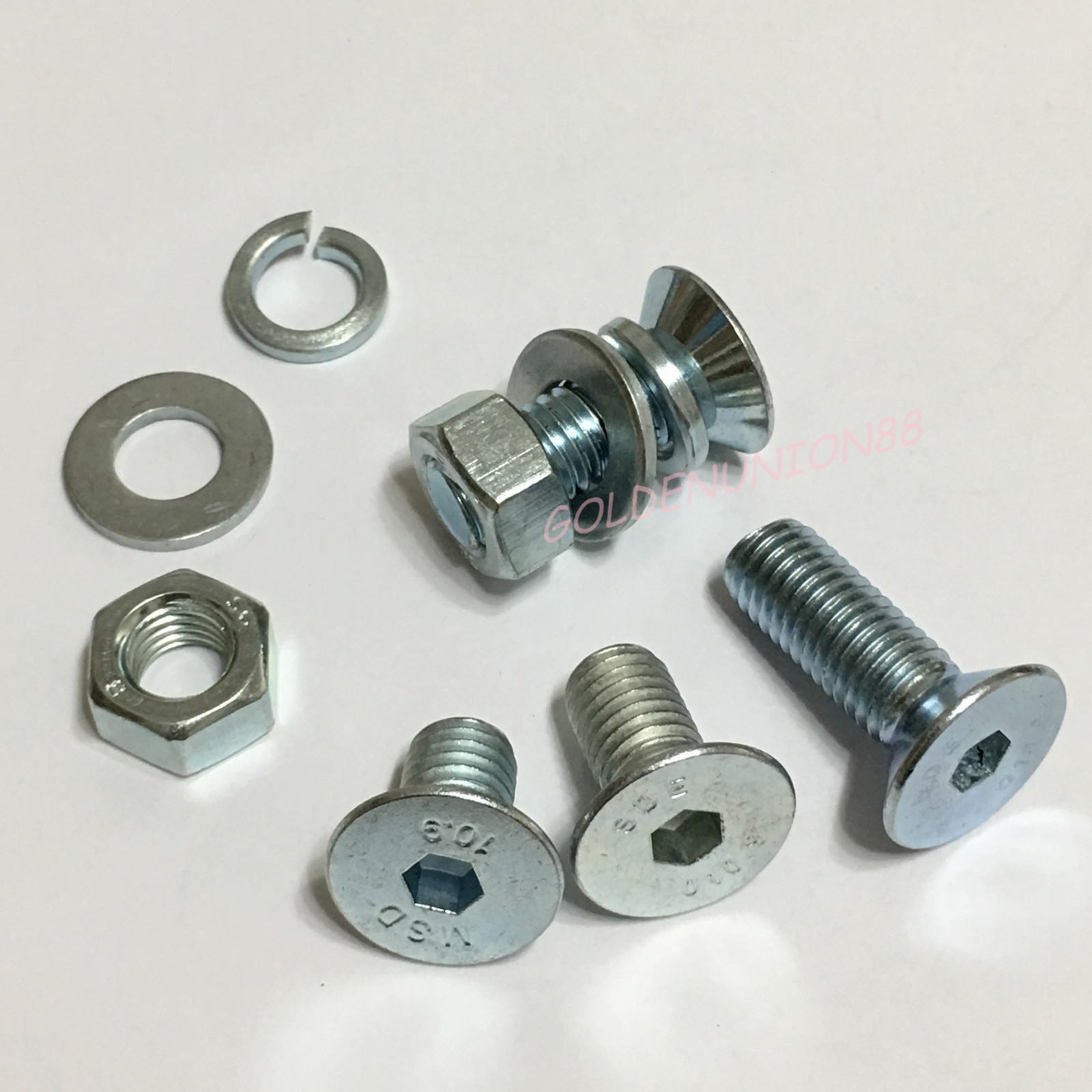 M10 Zinc plated countersunk HEX Hexagon socket flat head Screw Bolt Nut