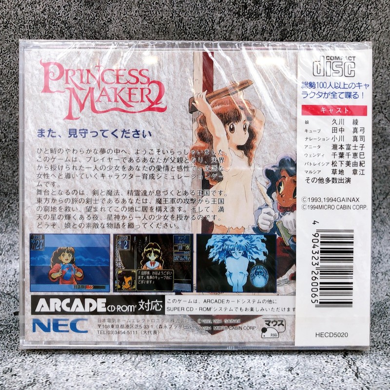 PC Engine Princess Maker 2 SUPER CD ROM SCD Retro NEC Game