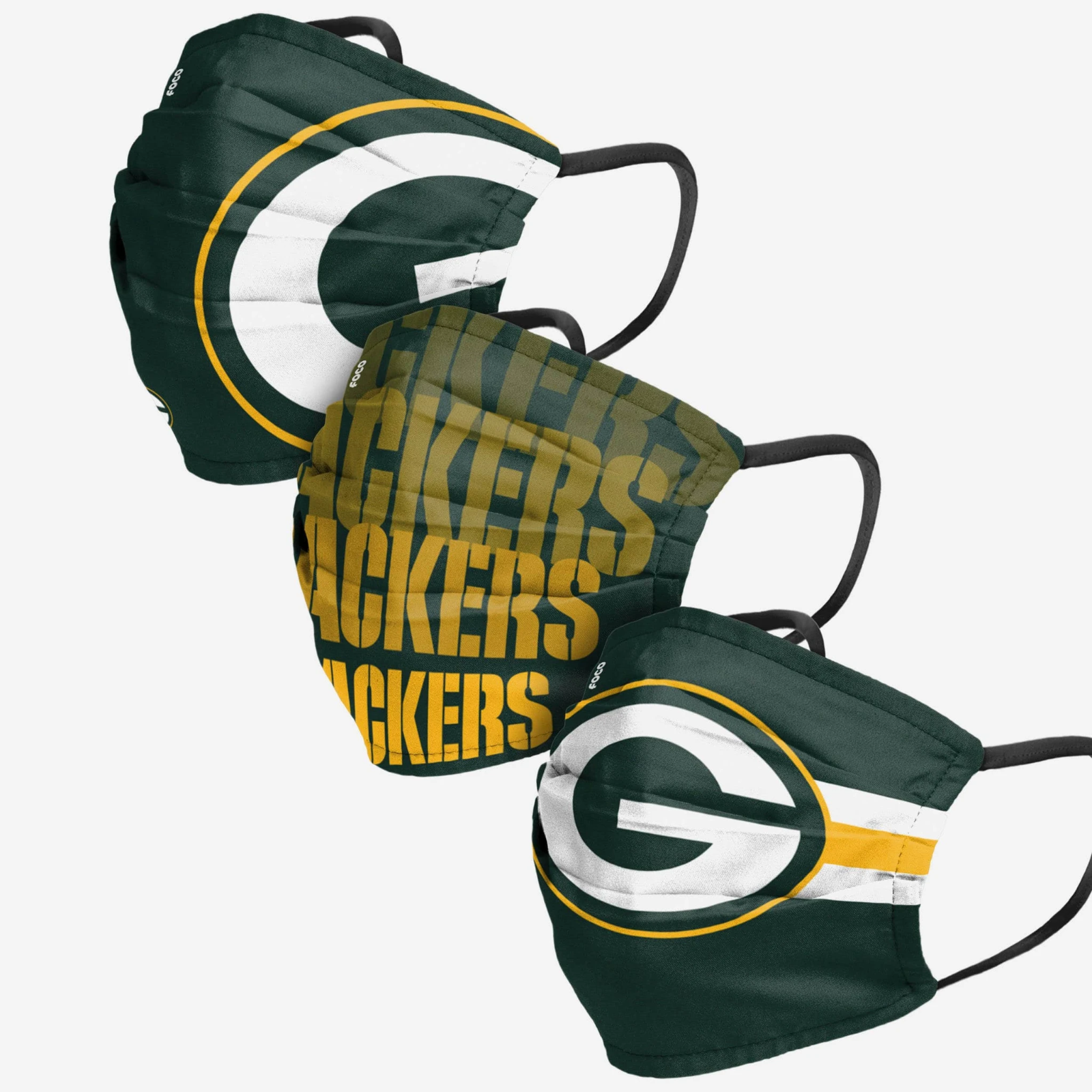 3 piece set Green Bay Packers Logo FACE MASK NFL Football