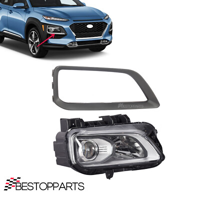 Fit Hyundai Kona 18-21 Headlight Halogen and Lamp Bezel Molding Right Side 2Pcs