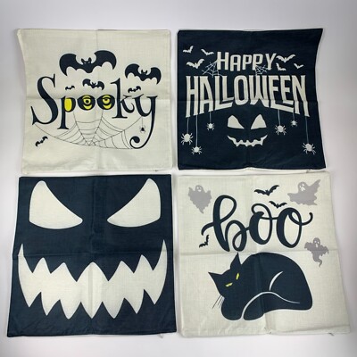 4 pcs Decor Pillow Covers 18 x 18 Halloween Decorations for Home Sofa Farmhouse