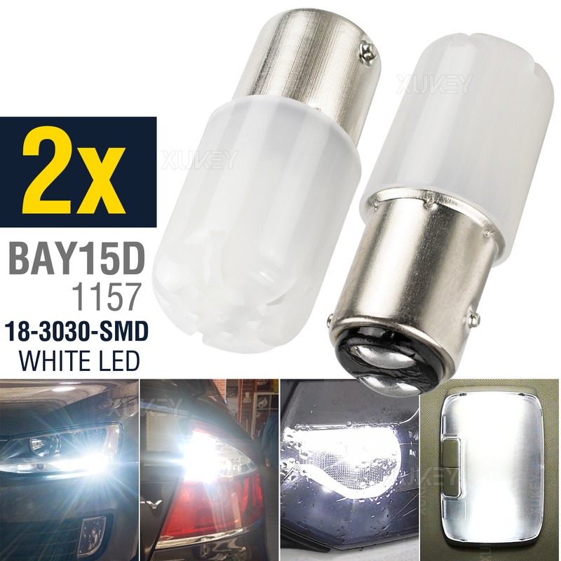 1157 LED Tail Brake Stop Reverse Parking Turn Signal Light Bulb White 18-3030SMD