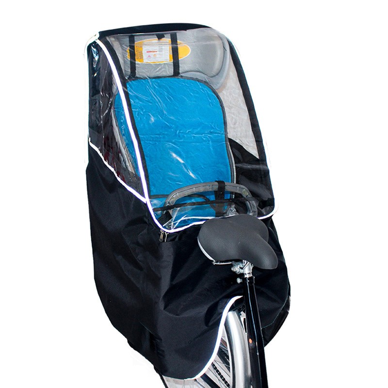 Breathable Rain & Wind Cover for Child Bike Rear Seat Pocketable Black Shield