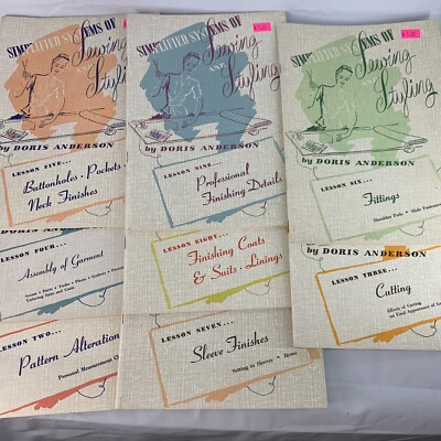 VTG Lot Of 8 Simplified Systems of Sewing & Styling Lesson Books Doris Anderson
