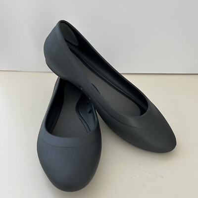 Crocs Lina Ballet Flats Shoes Womens 10 Gray Rubber Slip On Iconic Comfort