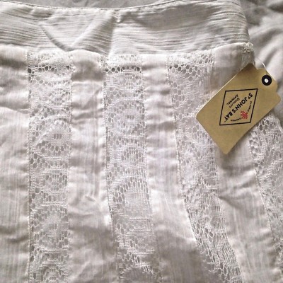 ST John's Bay Ladies White Lace / Crinkled Skirt Size M - Fully Lined -37'' long 