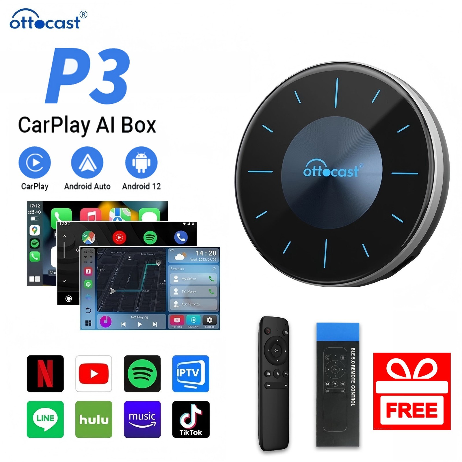 オットキャストOttoAibox P3 CarPlay AI BOX Ottocast 新製品 OttoAibox P3 CarPlay AI ボックス