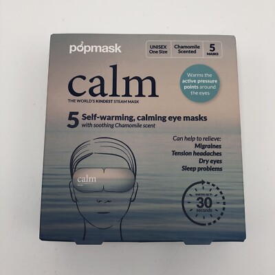 POPMASK : 5 Self-Warming Calming Eye Masks Chamomile Scent NEW SEALED